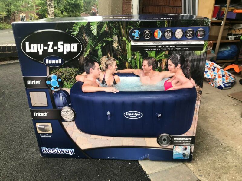 Lay Z Spa Hawaii Inflatable 6 Person Hot Tub 120 Airjet Massage Rapid