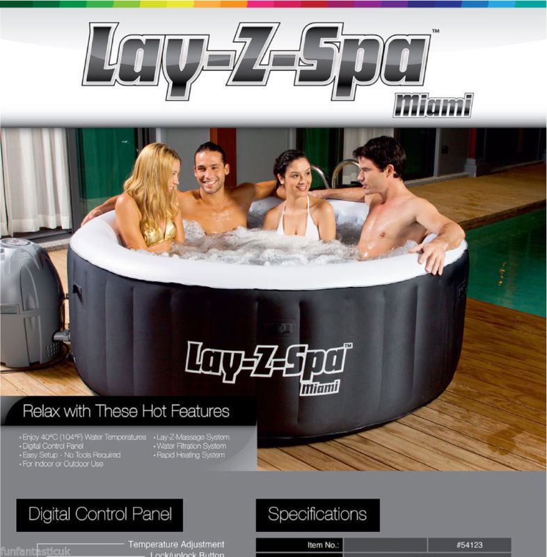 Miami Lay Z Spa Inflatable Hot Tub By Bestway Free Next Working Day Delivery For Sale From