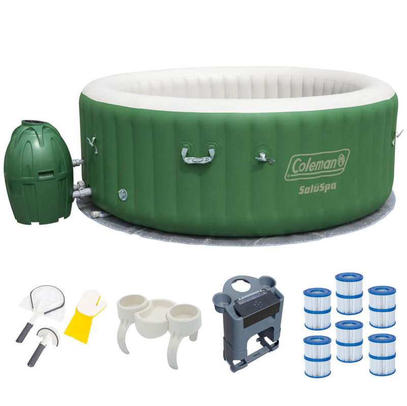 Coleman 6 Person Inflatable Hot Tub + Music Center + 6 Filters ...