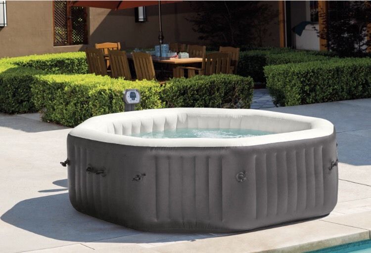 Intex 120 Bubble Jets Portable Relax Hot Tub 4 Person Octagonal Pure ...