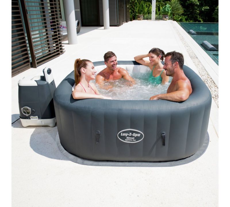 Lay-Z-Spa Hawaii Hydrojet Pro Square Inflatable Portable Hot Tub Spa for sa...