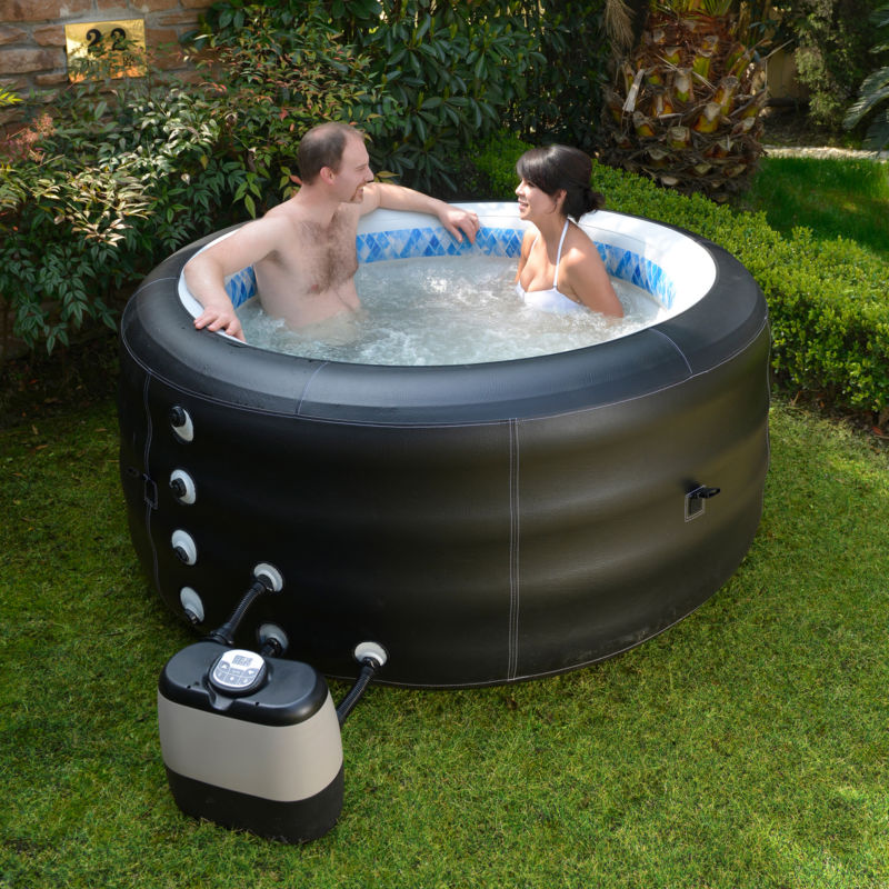Inflatable Hot Tub Pinnacle Spa Deluxe, Portable 4-Person 70-In Black for s...