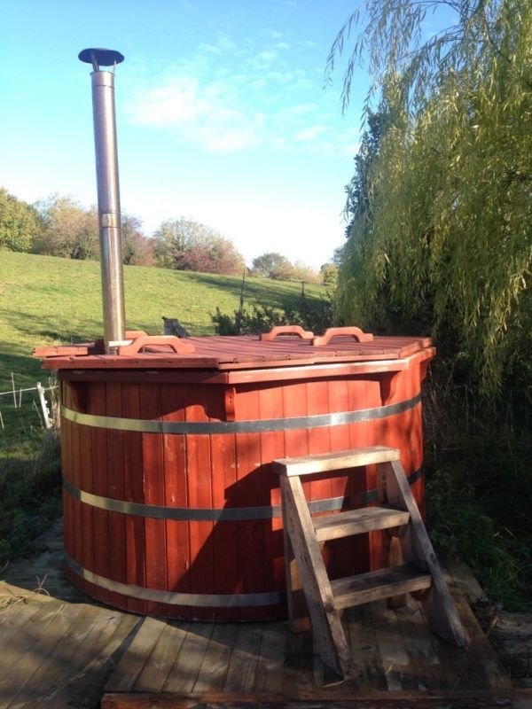 beautiful wood fired hot tub wooden barrel spa 7 seater