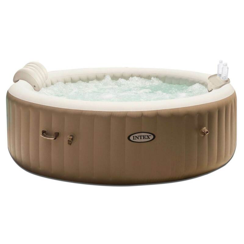 Intex Purespa 4 Person Inflatable Bubble Jet Spa Hot Tub Set W Tray And Headrest For Sale From