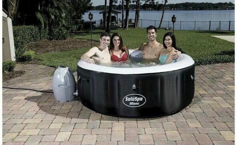 🔥bestway Hot Tub Miami 4 Person Black Inflatable Saluspa🔥 In Hand For Sale From United States