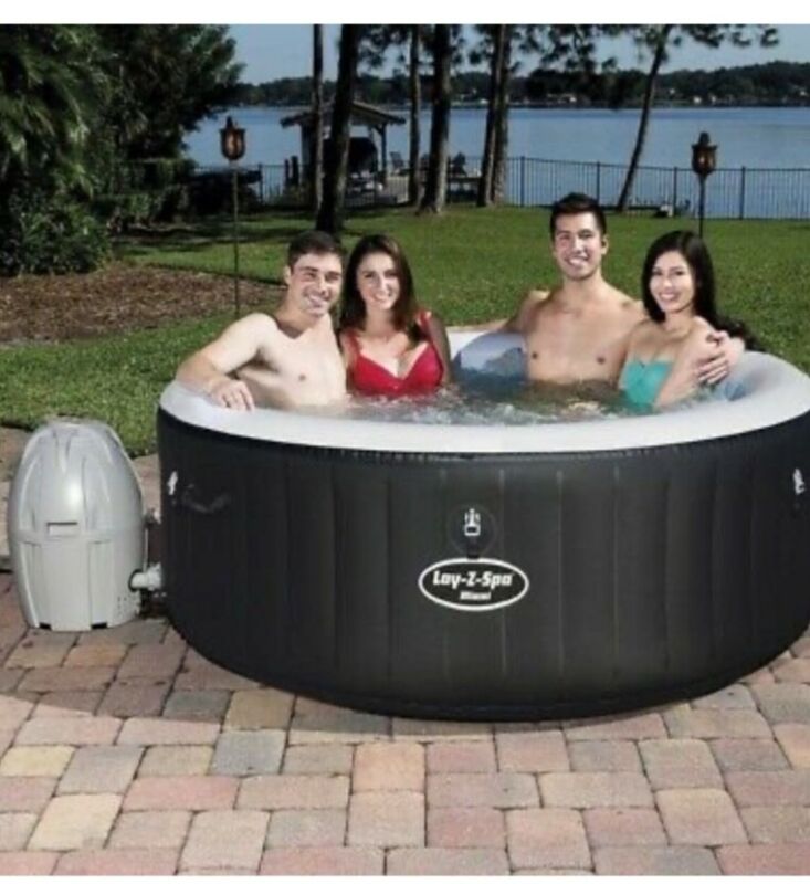 Lay Z Spa BW54123GB 19 2 4 Person Inflatable Miami Hot Tub Black For