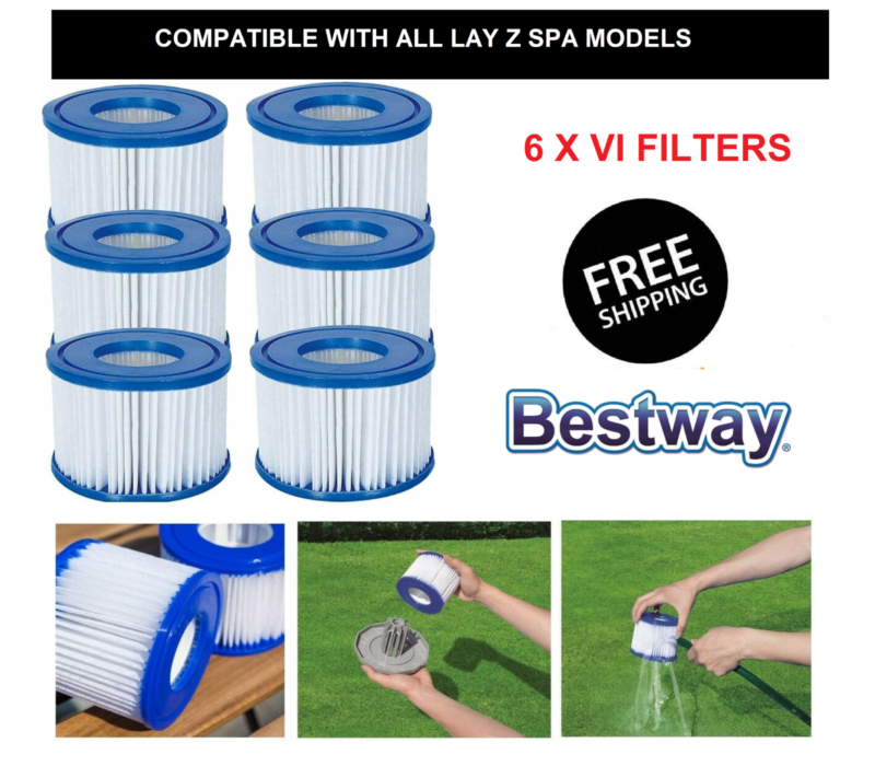 Bestway Lay-z-spa Hot Tub Pool Filter Cartridge Size Vi Miami Vegas (6 