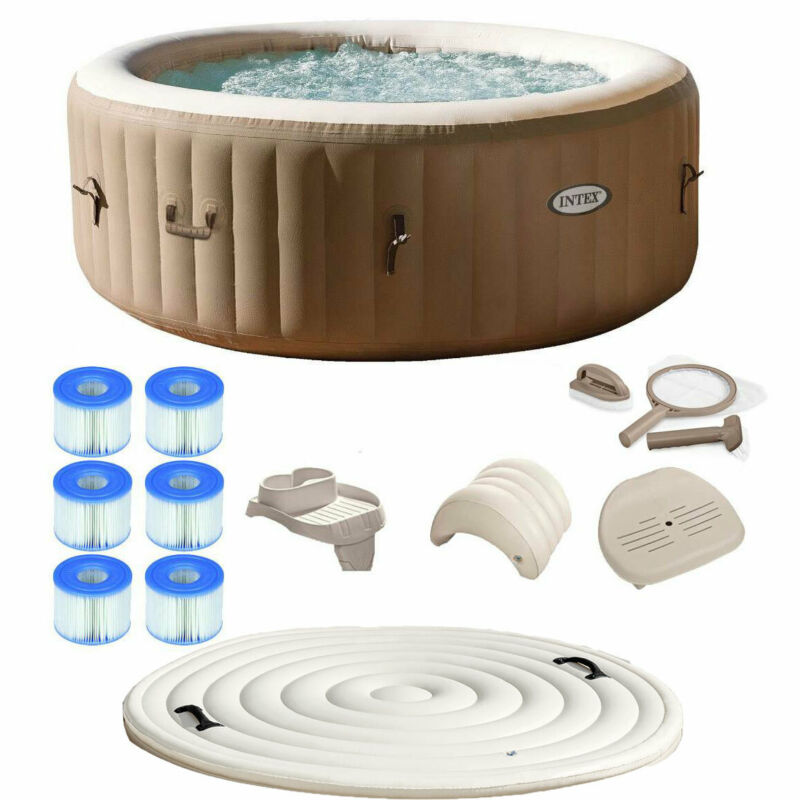 Intex Purespa 4 Person Inflatable Hot Tub Spa Kit With Cover & Filter ...