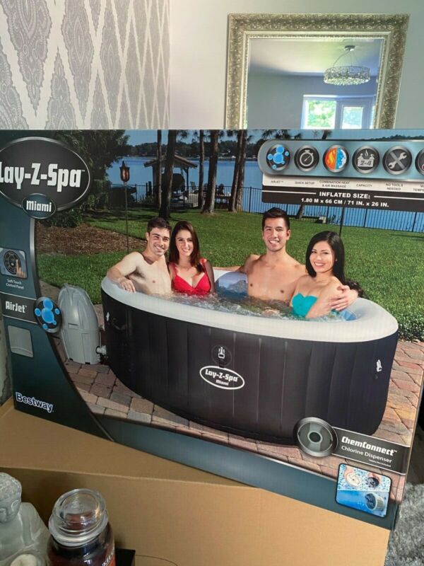 Lay Z Spa BW54123GB 19 2 4 Person Inflatable Miami Hot Tub For Sale