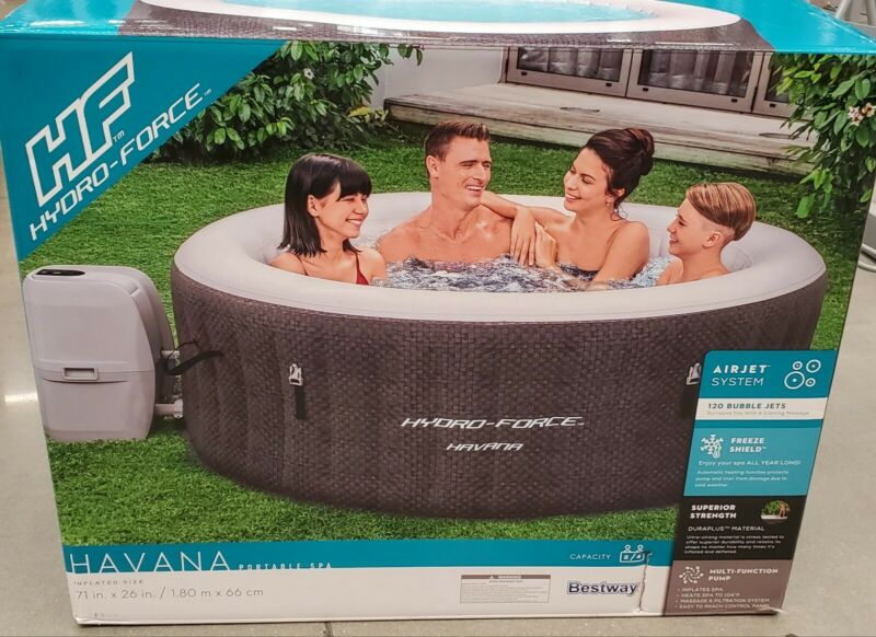HydroForce Havana Inflatable Portable 24 Person White Black Grey Hot