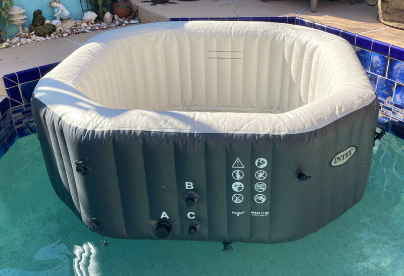 New🌟 Intex 120 Bubble Jets 4 Person Inflatable Hot Tub Spa Wcover See