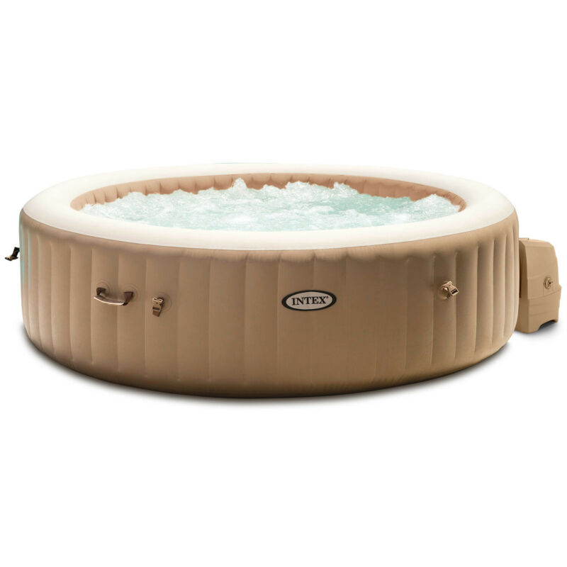 Intex Purespa 6 Person Bubble Round Spa Beige Therapy Hot Tub With ...