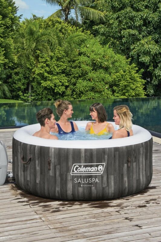 New Coleman Saluspa Bahamas Hot Tub 120 Jet Weathered Wood Pattern For Sale From United States