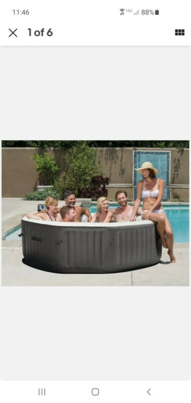 Intex 120 Bubble Jets 4 Person Octagonal Portable Inflatable Hot Tub