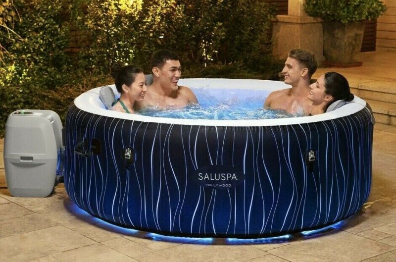 Bestway Saluspa Hollywood Airjet Inflatable Hot Tub Spa 4 6 Person Led Lights For Sale From