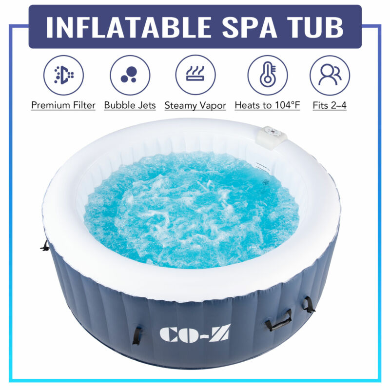 6'x6' Inflatable Hot Tub Portable Jacuzzi W/ 120 Jets & Air Pump Ideal ...