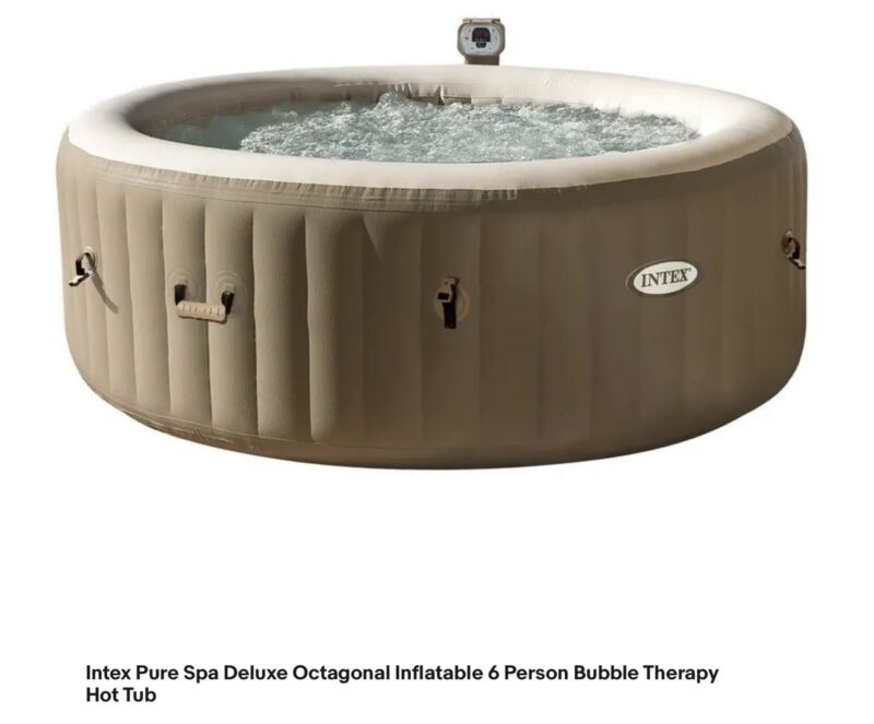 Intex Pure Spa Deluxe Octagonal Inflatable 6 Person Bubble Therapy Hot ...