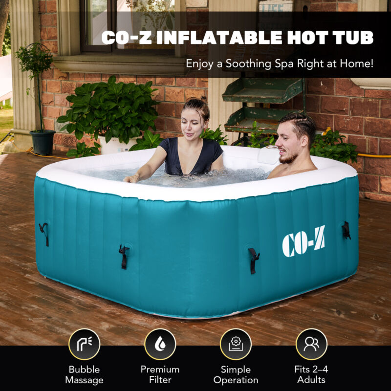 Secondhand Portable 5 Ft Square Hot Tub 4 Person Inflatable Pool W