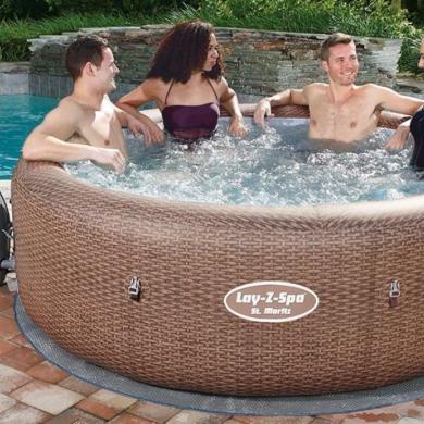 5-7 Person 140 AirJet Massage System Inflatable Spa with Rattan Design and Rapid Heating Lay-Z-Spa St Moritz Hot Tub